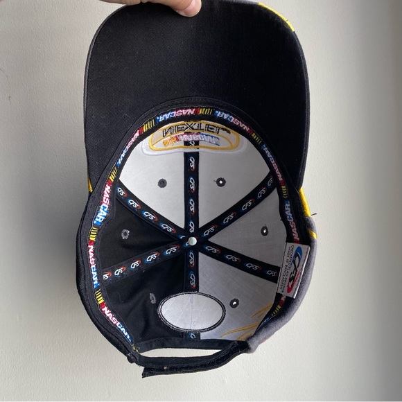 NASCAR 2004 Nextel Cup Series Strapback Baseball Cap Hat Black Yellow Flames - Picture 2 of 8
